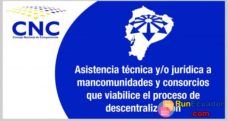 Asistencia técnica y/o jurídica a mancomunidades y consorcios de Gobiernos Autónomos Descentralizados | Ecuador