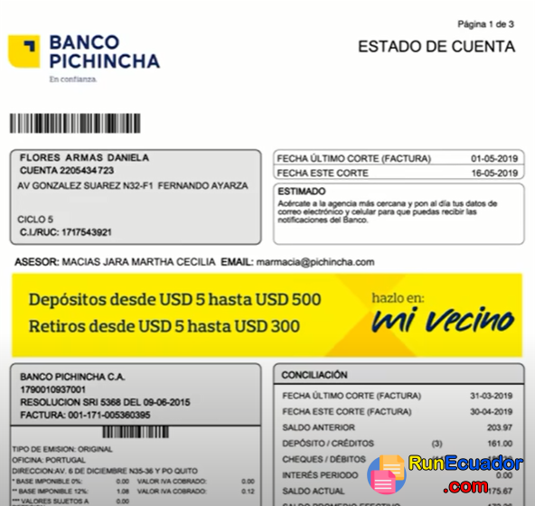 Banco Pichincha Estado de Cuenta
