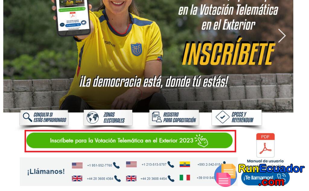 Inscripción Voto Telemático CNE Ecuatorianos en el Exterior
